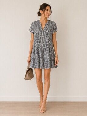 Gingham summer mini dress // XS